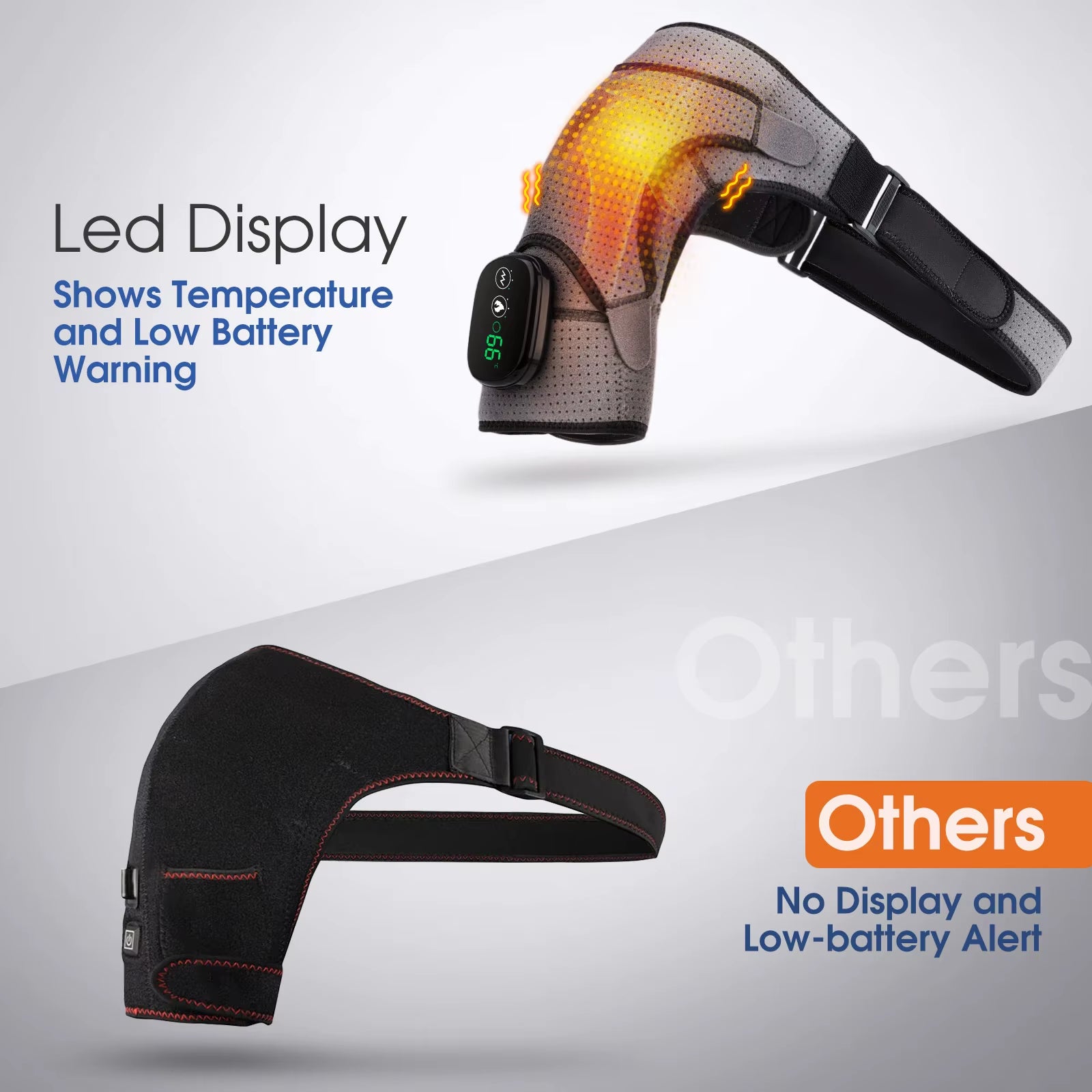 Electric Heating Shoulder Brace LED Display Vibration Shoulder Massage Support Belt Strap for Joint Brace Care Muscle Relaxation
